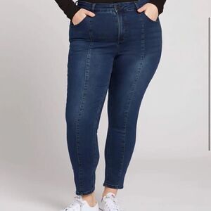 Universal Standard Skinny Jeans With Front Seam Dark Indigo NEW